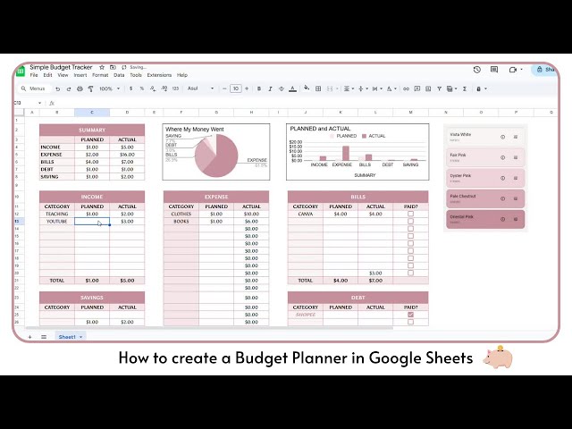 How to create a Budget Tracker in Google Sheets | Step by step Tutorial