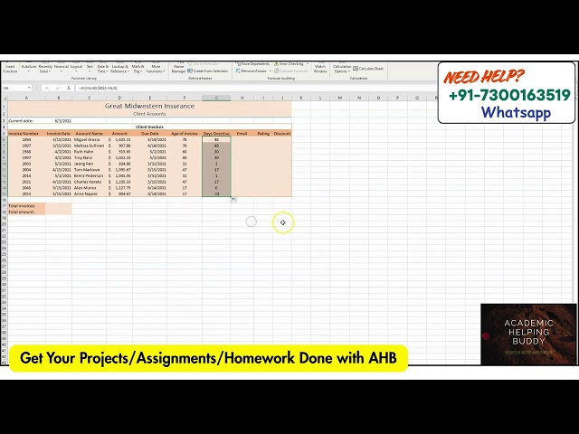 Illustrated Excel 365 Module 3 SAM Project 1a Great Midwestern Insurance | Cengage Mindtap