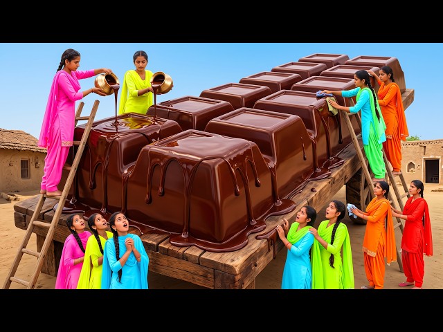 🍫 30 FT Giant Chocolate Bar For Entire Village 😍 World's Biggest ❤️ | #chocolate #village