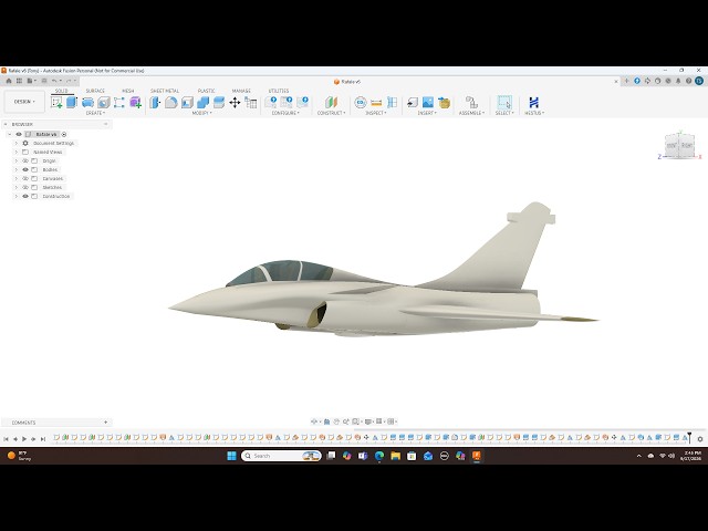 Fusion 360 Rafale Surface Modeling Tips | Beginner-Friendly Jet Modeling