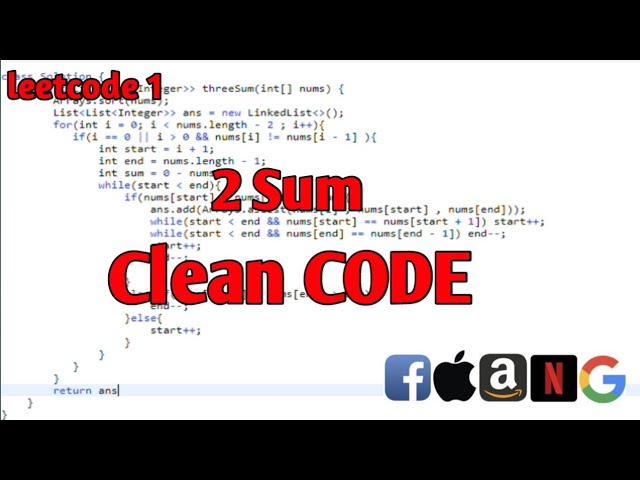 2 Sum | Two Sum leetcode | #leetcode1 | clean code |  Facebook | #leetcode