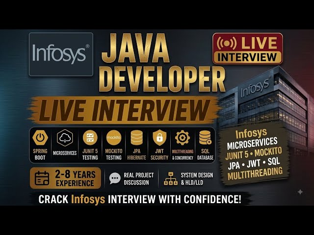 🔥 Infosys Java Developer LIVE Interview |Spring Boot | Microservices | JUnit | Mockito | MySQL | Git