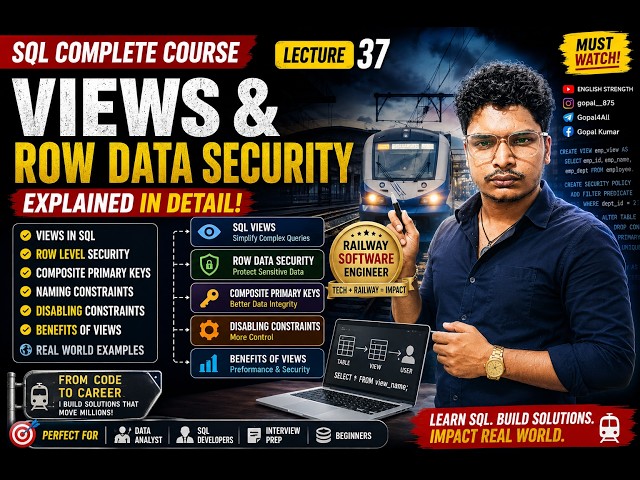 Lecture 37 | SQL Views & Row Level Security Explained | Composite Primary Key | SQL Tutorial | Gopal