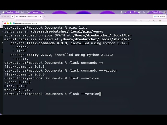 Flask Commands   Part 8   Confirm the Command with   version