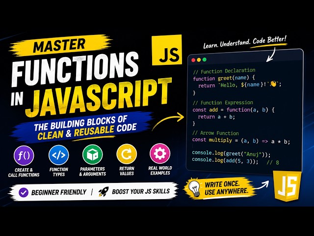 🚀 What is a Function in JavaScript? | JavaScript Functions Explained with Examples || JS Tutorials