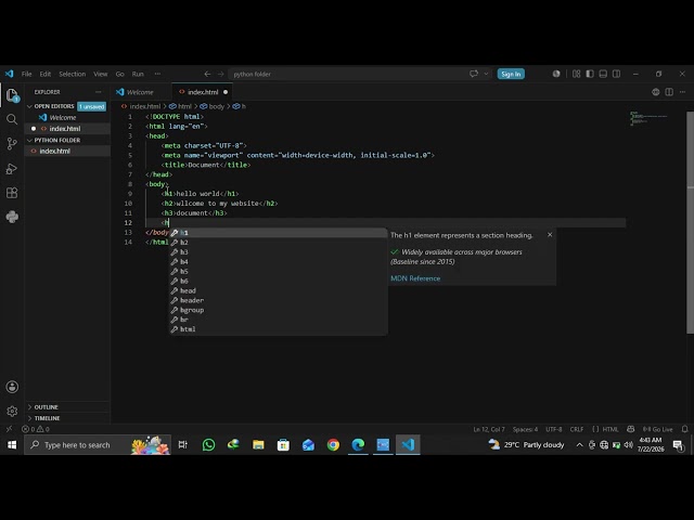 Html coding for beginner on vs code part 1 #video#htmlcodingpart1