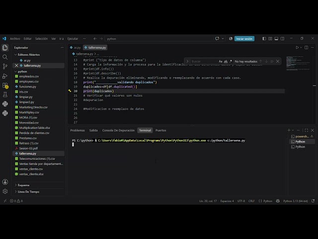 Detalle funciones basicas para  limpiar csv con  python  y pandas para  valores duplicados