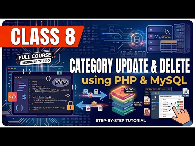 Class 8 | Category Update & Delete | Dynamic Website using PHP MySQL