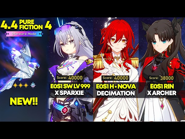 NEW Pure Fiction 4: Starward Mode | E0S1 SW Lv. 999, E0S1 Himeko • Nova, E0S1 Rin | HSR 4.4