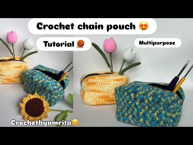Multipurpose chain pouch 🧶step by step tutorial for beginners 🧶😊