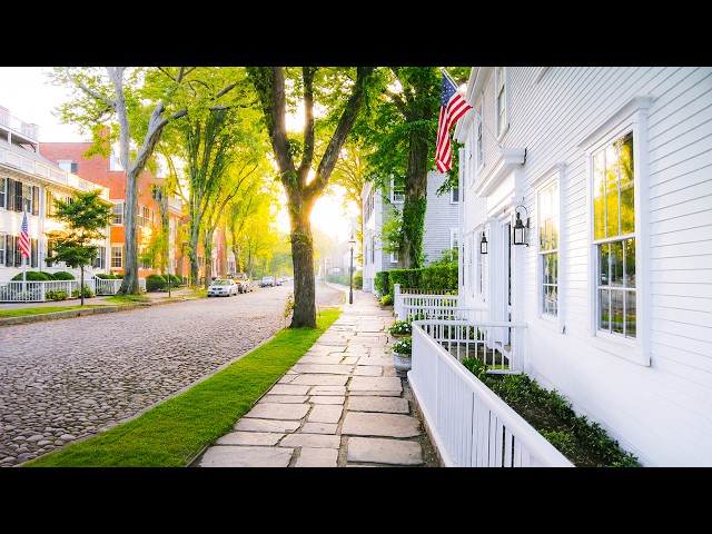 Nantucket, Massachusetts Sunrise Walk (4K) 🇺🇸 | Quintessential New England USA (Binaural Audio)