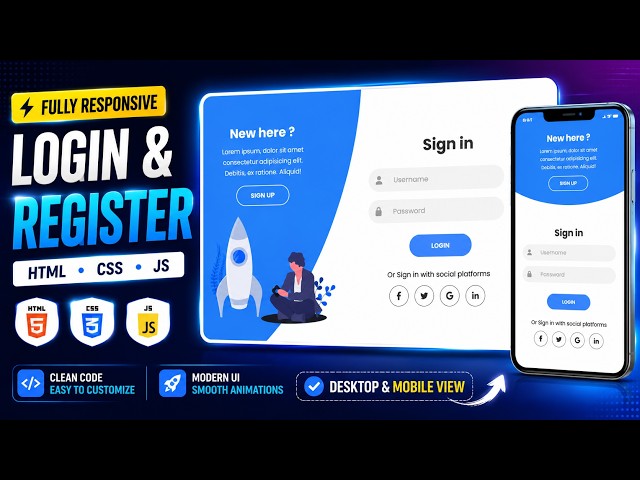 Animated Login & Sign Up Form with Flip Animation 🔥 | HTML CSS