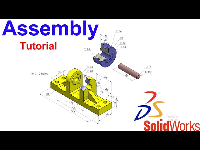 SolidWorks Assembly drawing Tutorial for beginners | Belt Roller Support Assembly in SolidWorks