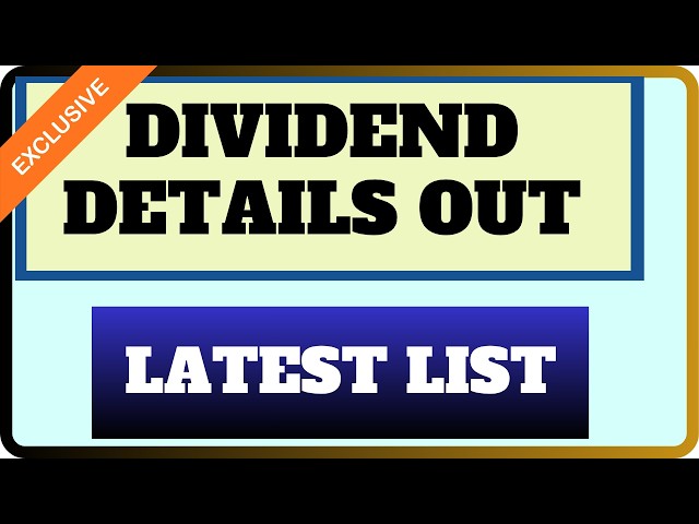 DIVIDEND DETAILS OUT || 10 Companies dividend details || Latest dividend 2026