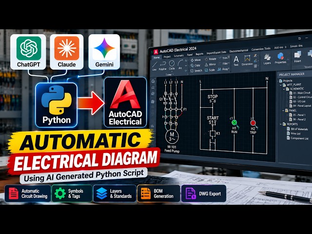 AI Generates AutoCAD Electrical Drawings Automatically! | Python Automation