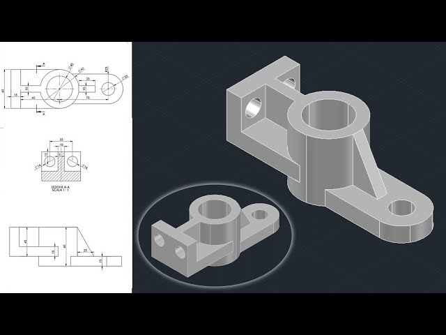 AutoCAD 3D Mechanical Drawing-18 | Practice Drawing | Part Design | 3D Modeling