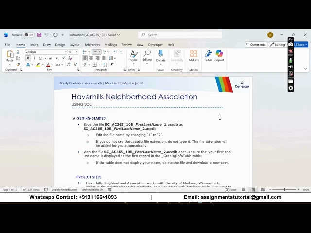 Shelly Cashman Access 365 | Module 10: SAM Project B Haverhills Neighborhood Association