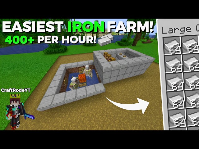 Minecraft 1.21 EASIEST IRON Farm Tutorial - 400 + Per Hour java and bedrock