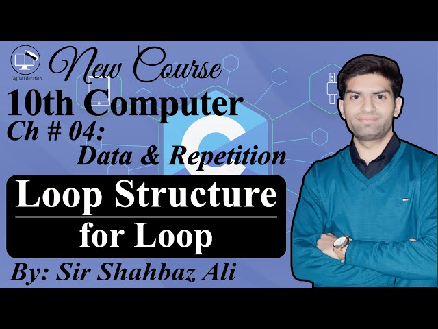 Loop Structure | for Loop in C Programming in Hindi/Urdu | Ex. Code 4.4 | 10th Computer Chapter 4