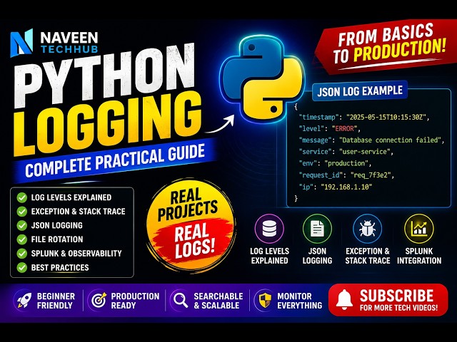 Python Logging Explained for Beginners | JSON Logging, Splunk & Production Best Practices