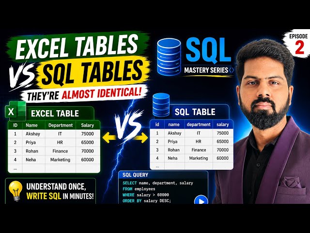 Excel Table vs SQL Table | Powerful Differences Every Excel User Must Know!