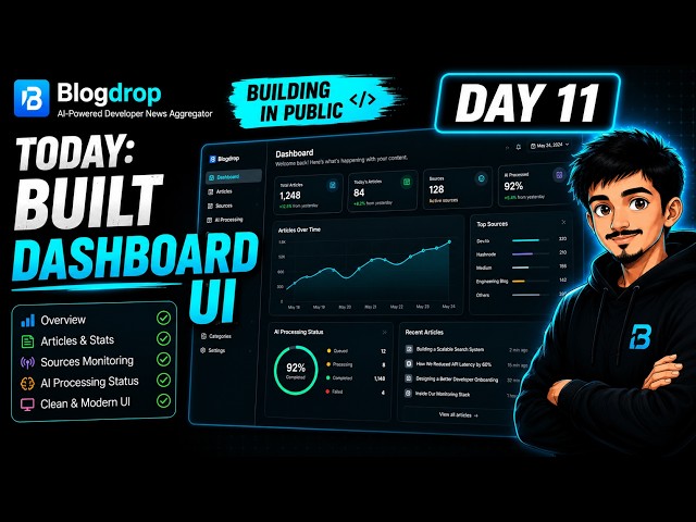 🚀 Building BlogDrop in Public | Day 11 - Building the Dashboard UI (Live)