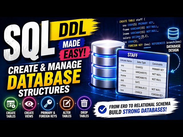 SQL DDL Explained | CREATE, ALTER, DROP Tables, Keys & Views for Beginners