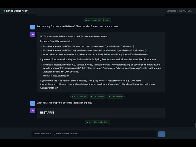 SpringBoot in-vm AI Agent v061 full demo