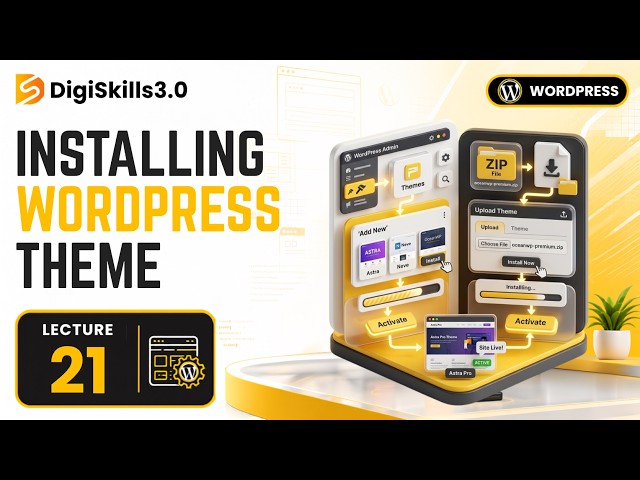 Themes: Installing Themes using various methods | WordPress | Lec 21 | DigiSkills 3.0