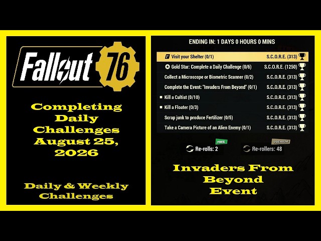 Completing Daily Challenges For August 25, 2026 - Fallout 76 Daily Challenges Guide For New Players