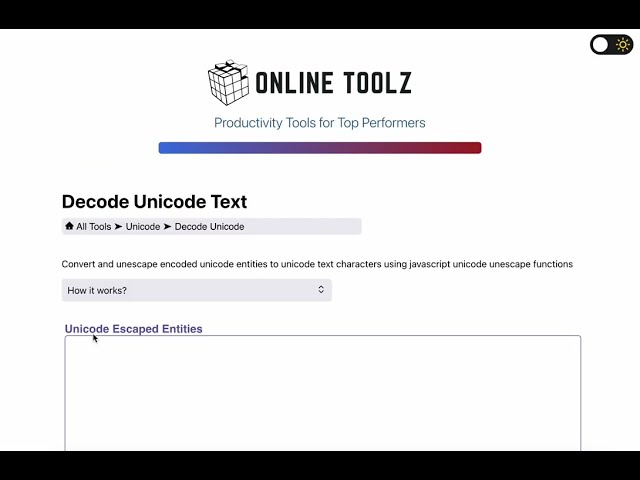 Encode & Decode Unicode Text Online using OnlineToolz