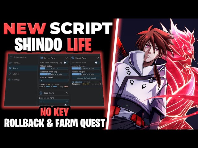 Shindo Life Script No Key - Farm Quest, Rollback/InfSpins, Auto Training & More!