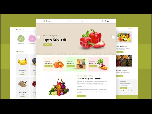 Create A Responsive Multipage Grocery Store Website Design [ HTML CSS / SASS JavaScript ]