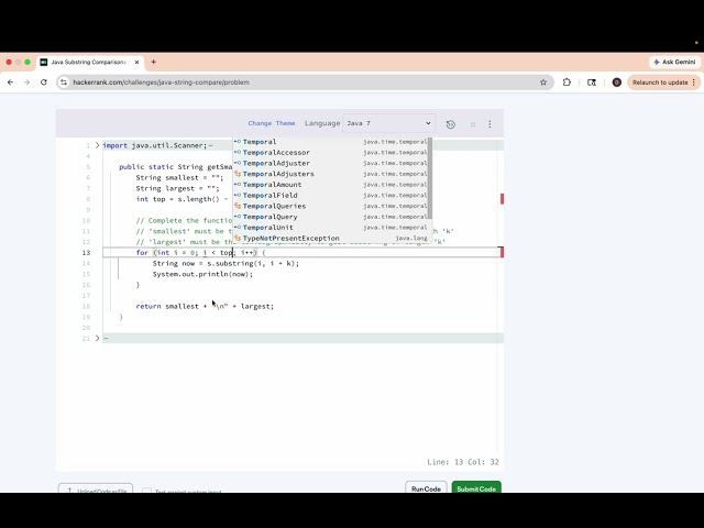 Hackerrank Java Substring Comparisons