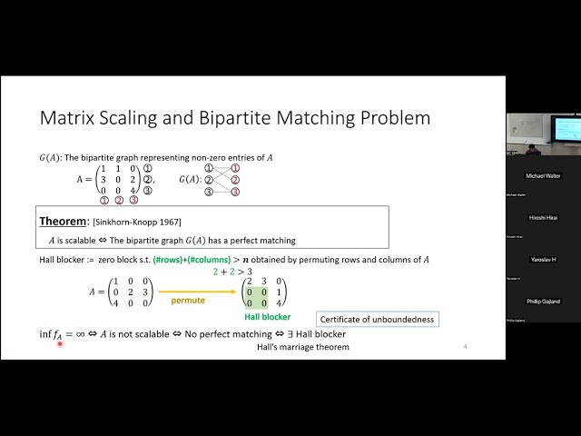 Hiroshi Hirai - Optimization of Unbounded Convex Functions and its Application to Matrix Scaling