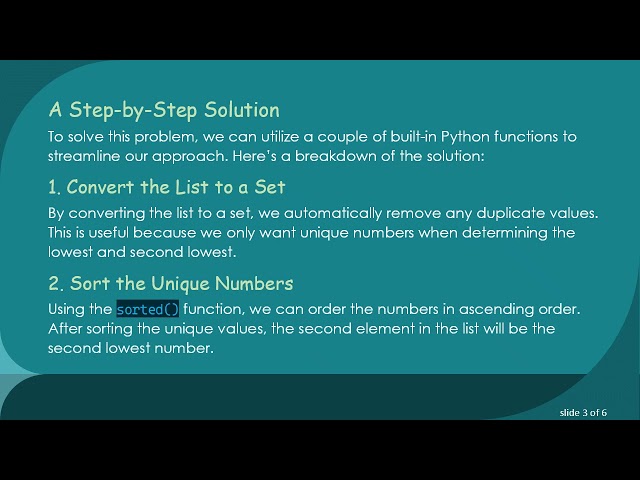 How to Print the Second Lowest Number from a List in Python