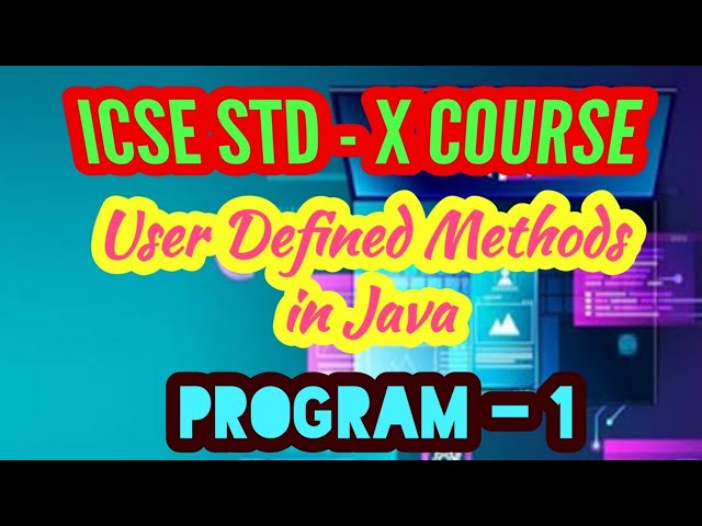 Programs of the chapter User Defined Methods @ Part 1