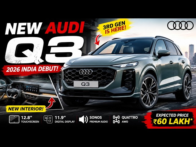 🚨 NEW Audi Q3 2026 INDIA DEBUT! 😱 BIG Upgrade, New Design & Features — ₹60 Lakh SUV! #audiq3