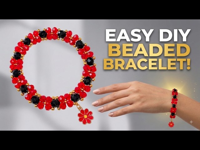 How to Make Beautiful Flower Beaded Bracelet  Easy DIY Jewelry Tutorial