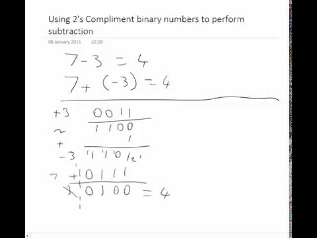 Using 2s complement binary to perform subtraction