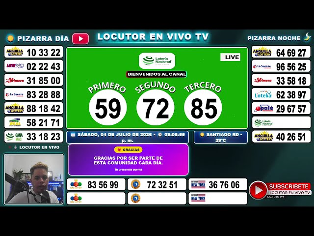 Nacional Lottery NIGHT Leidsa, Anguilla LIVE Draws for TODAY Saturday, July 4, 2026