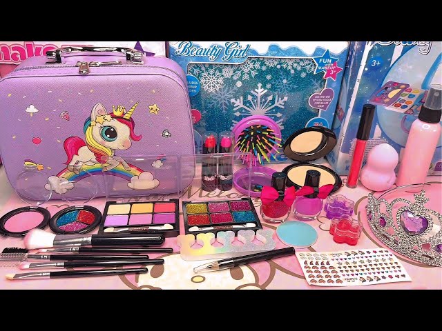 (ASMR VIDEO) 16 Minutes Satisfying with Unboxing Purple Unicorn Makeup Set. Unicorn Makeup. Dan Toys