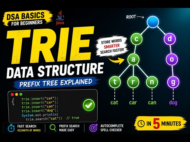 Trie Data Structure in Java Explained in 5 Minutes | DSA Basics for Beginners