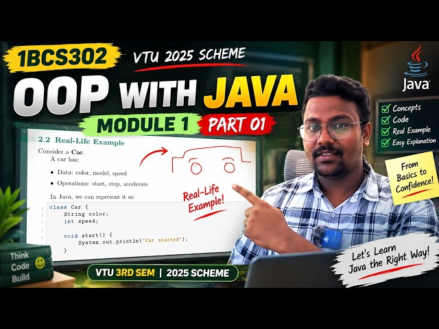 1BCS302 OOP with Java Module 1 🔥 Part 01 | Easy Explanation | VTU 3rd Sem 2025 Scheme