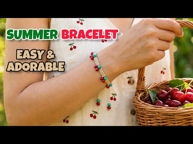 🍒The Cutest Cherry Macrame Bracelet You'll Ever Make! | Beginner-Friendly DIY