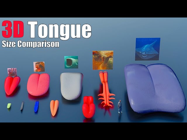 100 Animal, Dinosaur And Sea Monster Tongues 3D Size Comparison