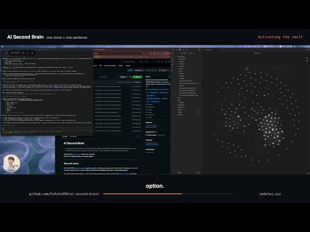AI Second Brain in Claude Code + Obsidian — One Clone, One Sentence