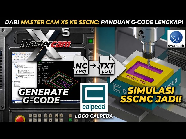 Generate G-Code Mastercam X5 | Ekspor ke SSCNC, Import G-Code & Simulasi CNC