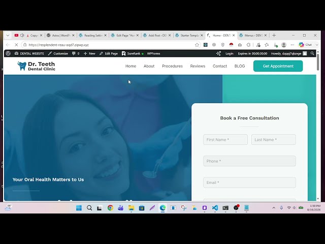 Complete WordPress Dental Website Tutorial with live Free Domain + Hosting 2026| NEW |AUG