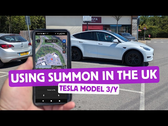 Tesla EAP Summon in action (in the UK in 2025). Actual Smart Summon and dumb Summon. (HW3)